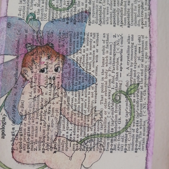 Vintage Dictionary Page Art with Fairy Baby and Butterfly - Picture 5 of 7